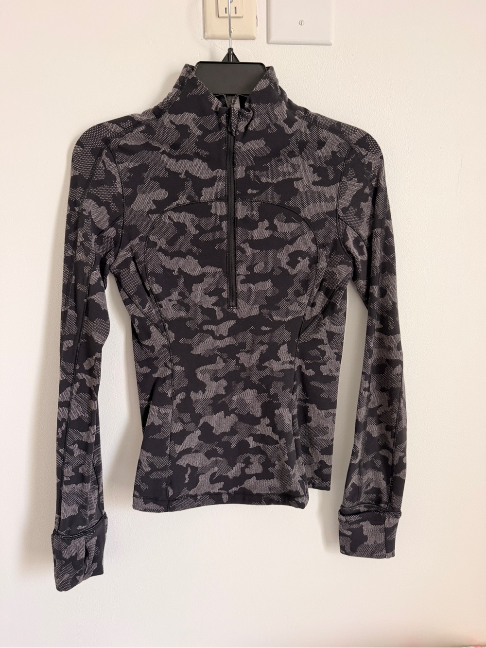 lululemon Grey Camo Half-Zip Athletic Top